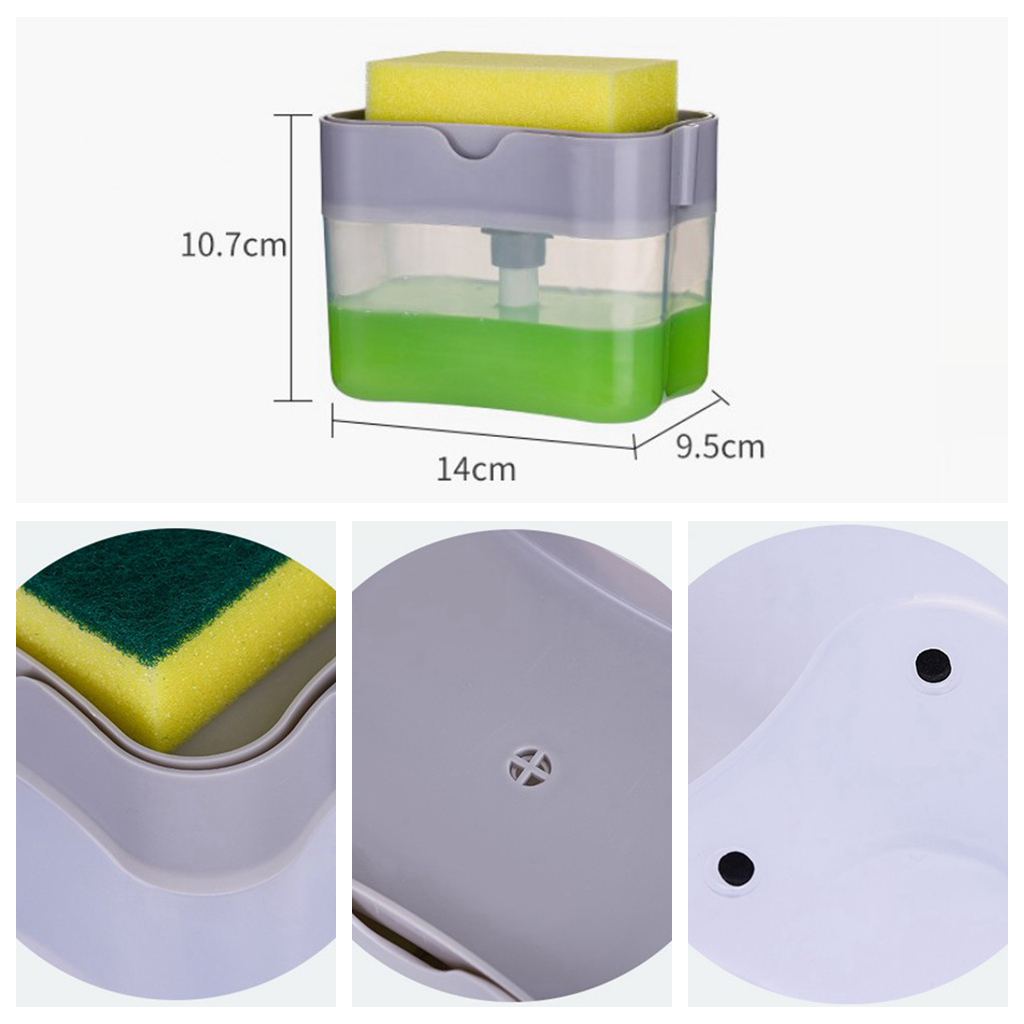 Kitchen Dishwashing Soap Pump Dispenser And Sponge Holder Handy Soap Box for Space Saving