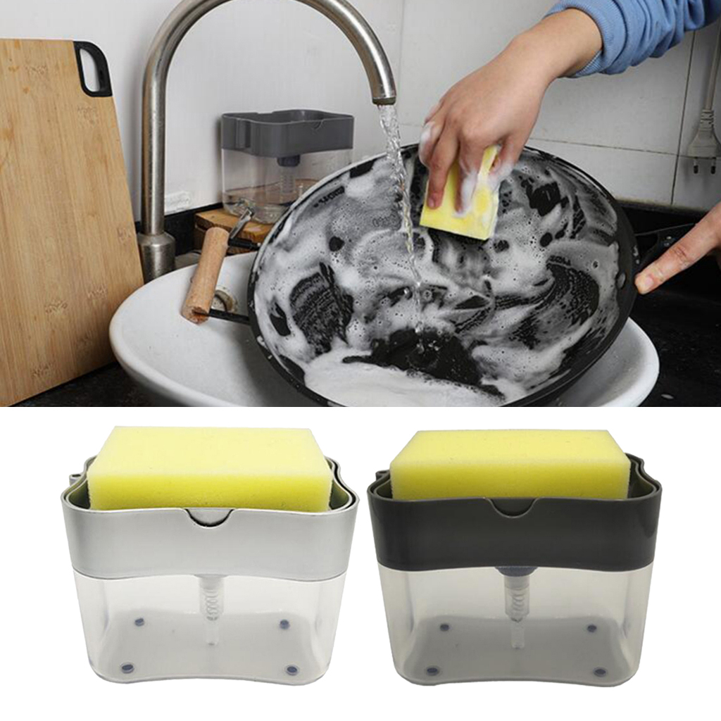 Compact Sink Dishwashing Soap Dispenser with Sponge Holder Handy Soap Box Durable