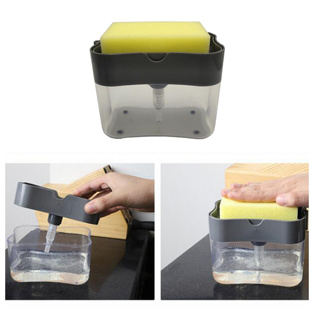 Compact Sink Dishwashing Soap Dispenser with Sponge Holder Handy Soap Box Durable