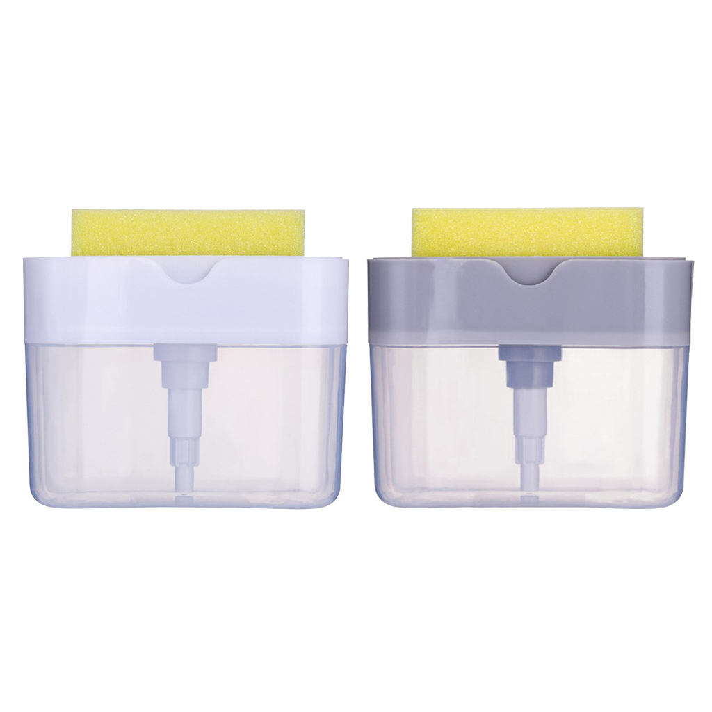 Kitchen Dishwashing Soap Pump Dispenser And Sponge Holder Handy Soap Box for Space Saving