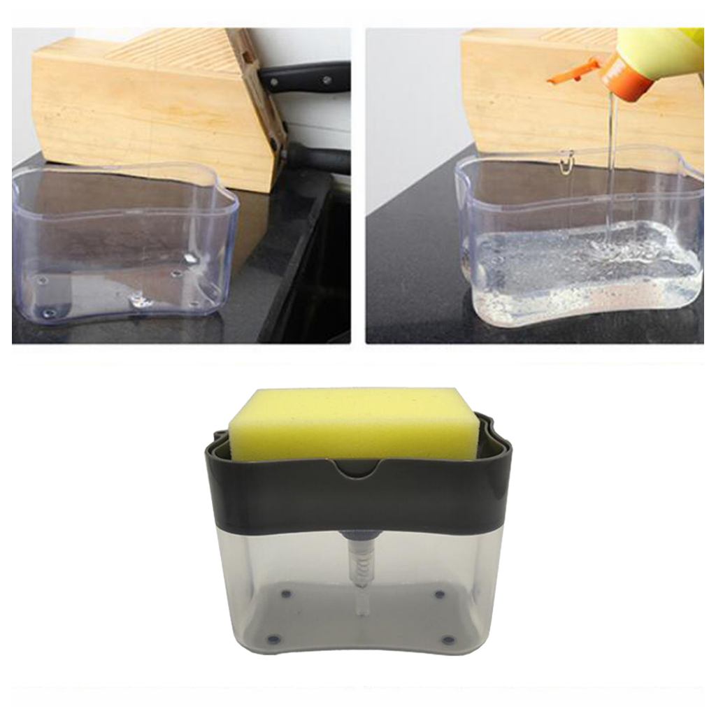 Compact Sink Dishwashing Soap Dispenser with Sponge Holder Handy Soap Box Durable