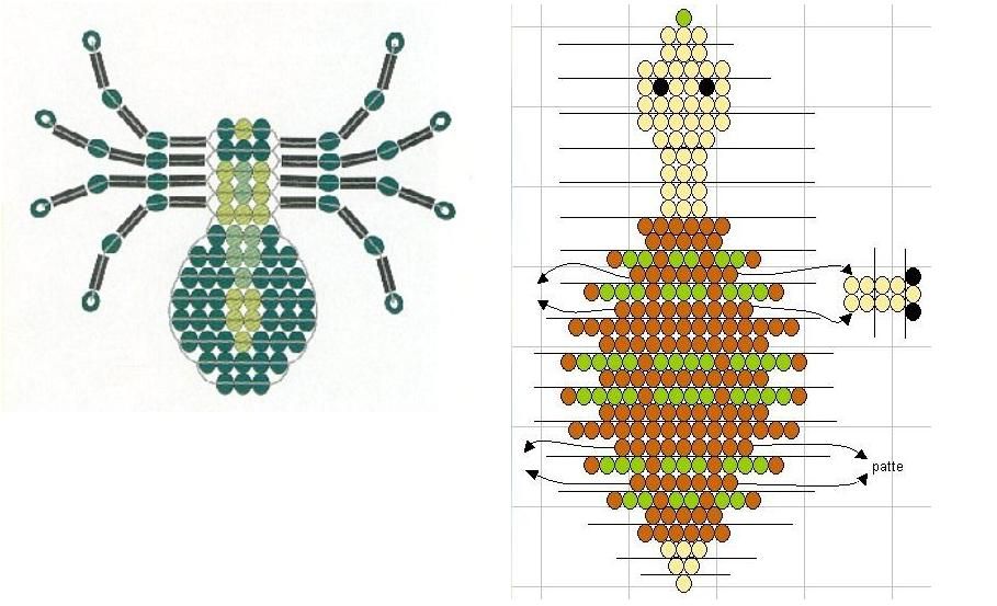 Схема плетения паука из бисера