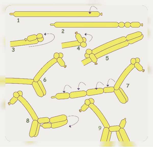 Животные из шарика колбаски схема для начинающих