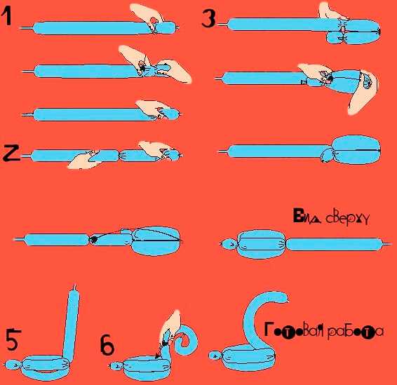 Животные из шарика колбаски схема для начинающих