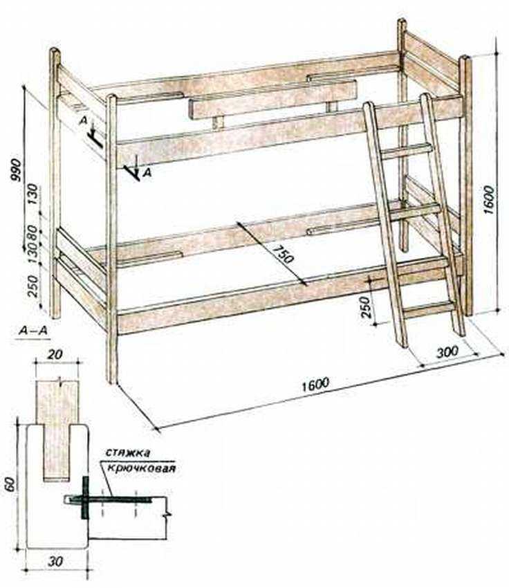 2х ярусная кровать из лдсп своими руками чертежи