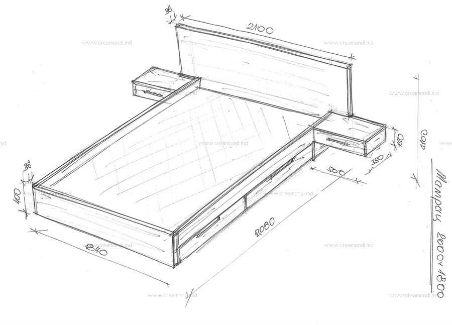 Кровать своими руками чертежи и размеры схемы и проекты эскизы двуспальная