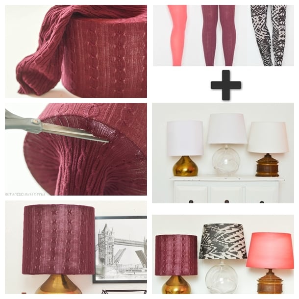 Upcycled leggings lamp shade