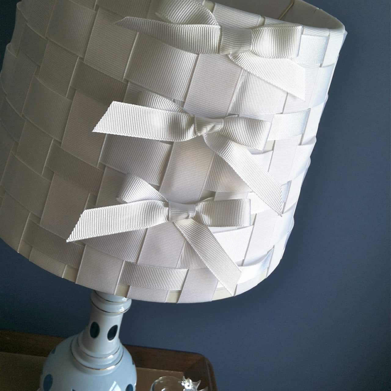 Woven ribbon and bows lamp shade