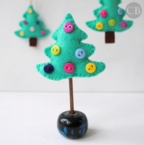 Small Felt Trees with Buttons
