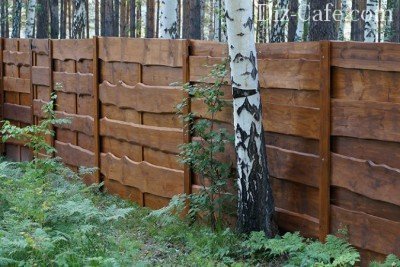 Деревянный забор в лесном массиве