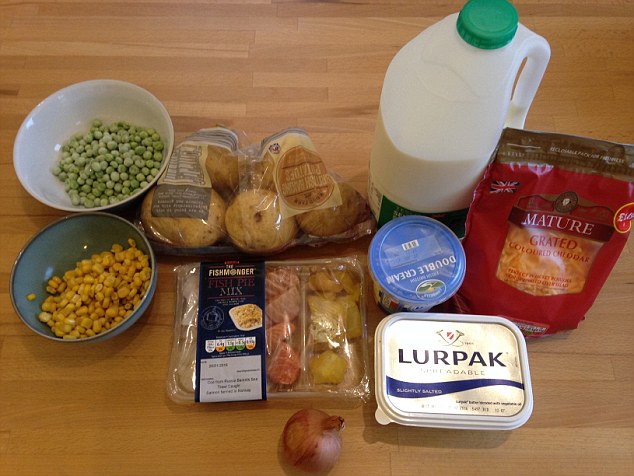 Mieka has never made a fish pie. Above, the ingredients she used to create the dish for the first time