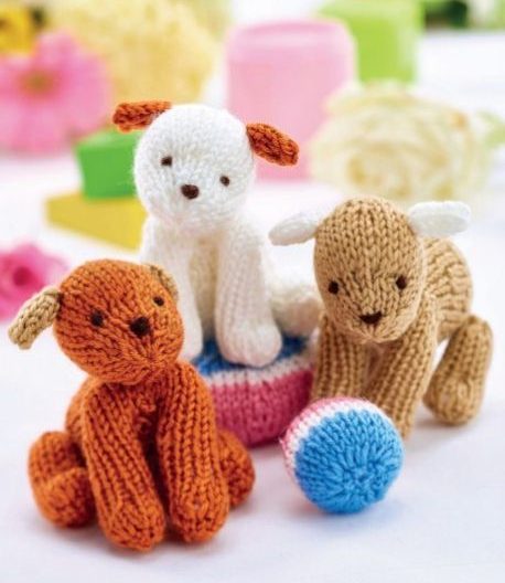 Free Knitting Pattern for Easy Puppy Trio