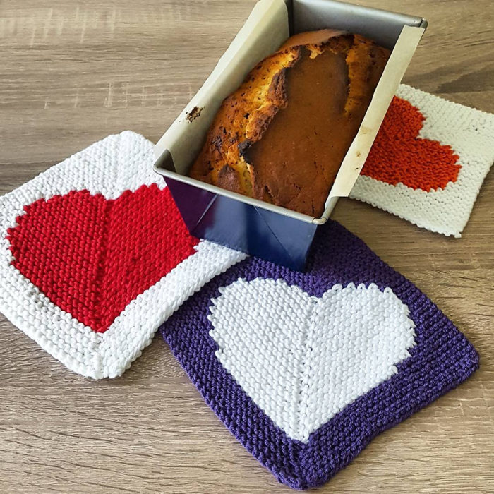 Free Knitting Pattern for Heart Washcloths