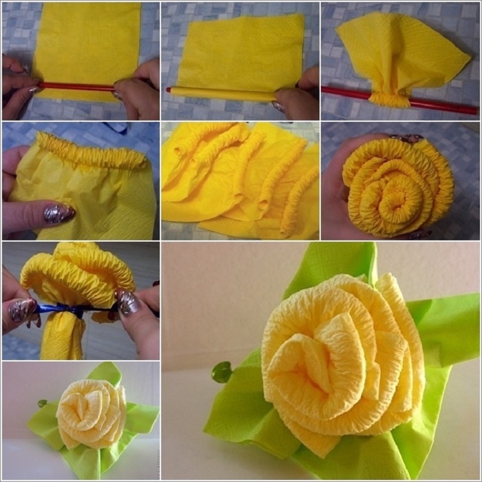 Роза из гофротрубочки