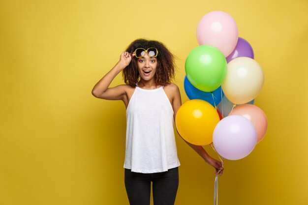 A lady with balloons