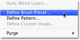 The Define Brush Preset option in Photoshop. 