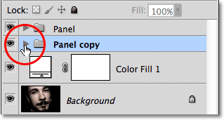 Closing the layer group in the Layers panel.