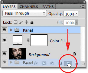 Dragging the layer group onto the New Layer icon.
