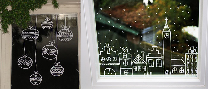 Как украсить окно на Новый год маркером