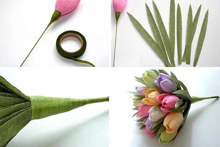 Как сделать тюльпаны из гофрированной бумаги – схема, фото 4