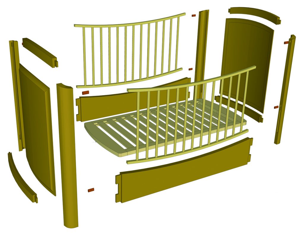 Схема сборки круглой кроватки