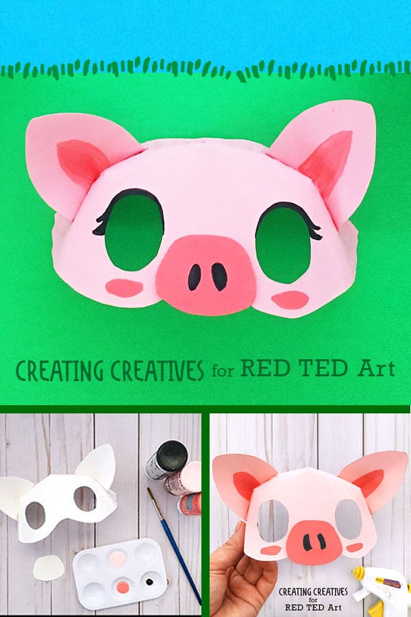 Free Paper Plate Pig Mask Template. How to make a 3D Pig Mask from Paper plates for preschool. #paperplates #pigs #yearofthepig #preschool #templates #masks