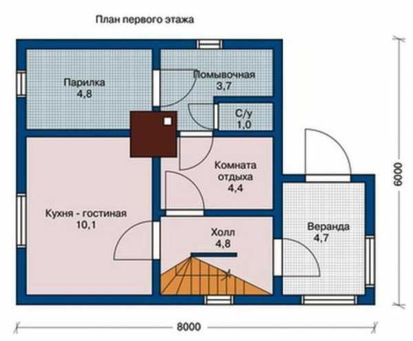 Схема расположения комнат в бане