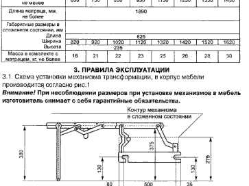 Размеры диванов книжка на чертеже