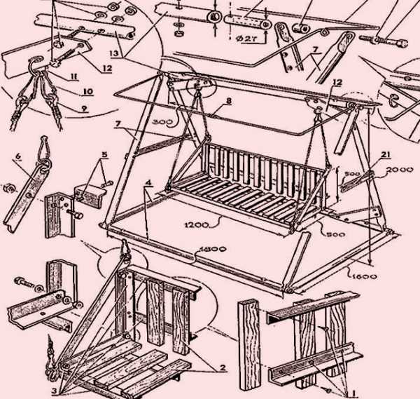 Качели садовые чертеж из трубы