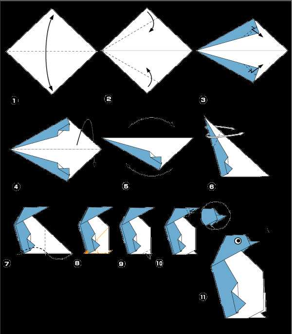 Оригами пингвин схема