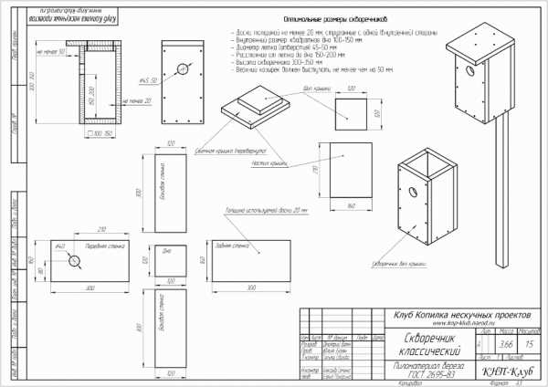 Скворечник чертеж простой