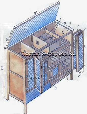 Схема как построить клетку для кроликов