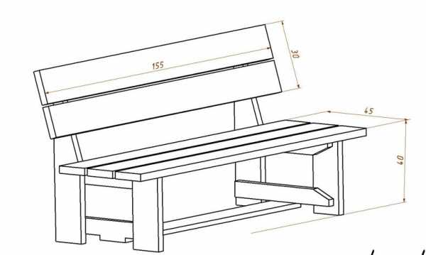 Лавка со столиком посередине чертеж