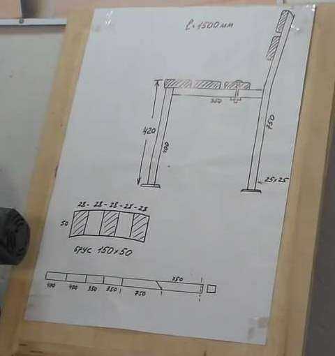 Чертеж скамейки из металла