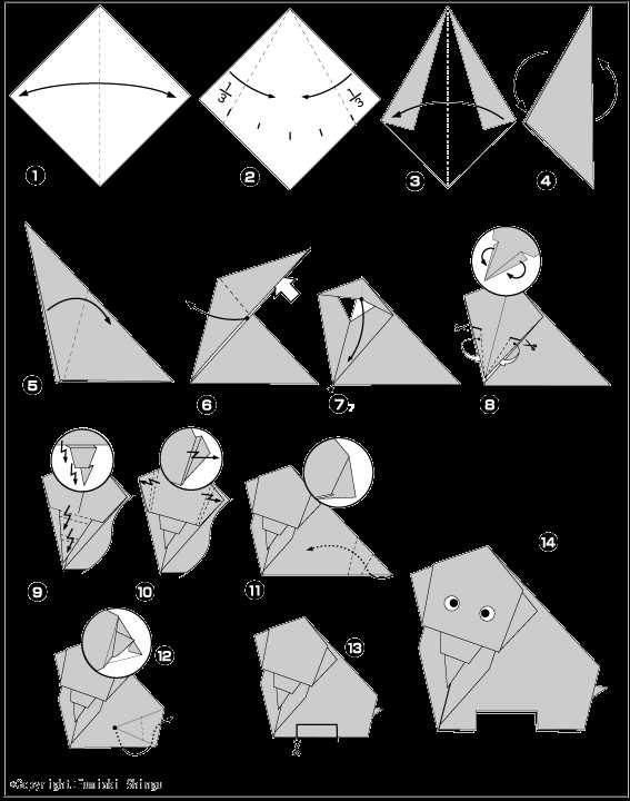 Слон оригами для детей простая схема