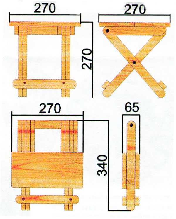 Схема стула из дерева складного