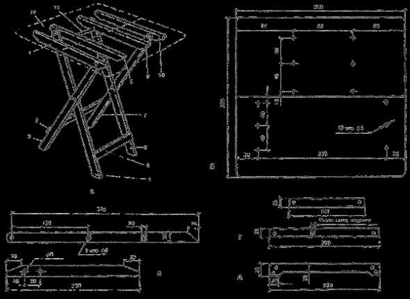 Раскладной стул из дерева схема