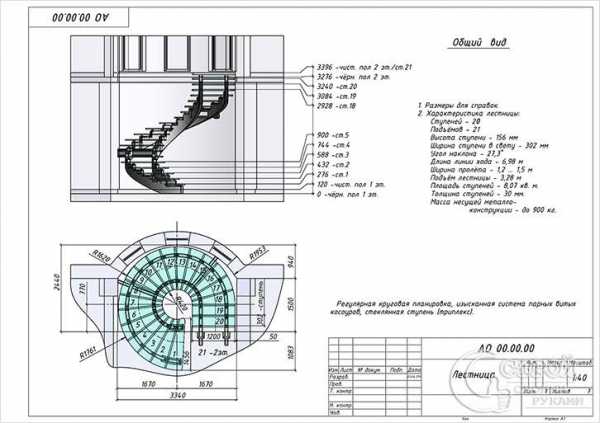 Винтовая лестница сверху вид чертеж